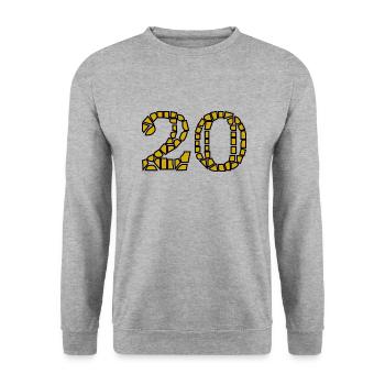 HAPPY BIRTHDAY. HAPPY BIRTHDAY. ANNIVERSARY. - Unisex Sweatshirt - salt & pepper - Front - Alina (178cm) & Michal (187cm)