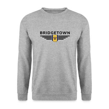 Bridgetown T-Shirt: Karibik-Vibes - Unisex Pullover - Weißgrau meliert - Vorne - Alina (178cm) & Michal (187cm)