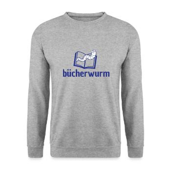 Bücherwurm - Unisex Pullover - Weißgrau meliert - Vorne - Alina (178cm) & Michal (187cm)