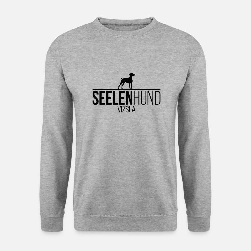 SEELENHUND Vizsla Hundespruch Wilsigns Hunde - Unisex Pullover - Weißgrau meliert