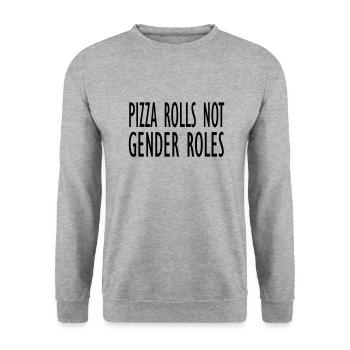rouleaux Pizza non rôles de genre - Sweat-shirt Unisexe - gris chiné - Devant - Alina (178cm) & Michal (187cm)