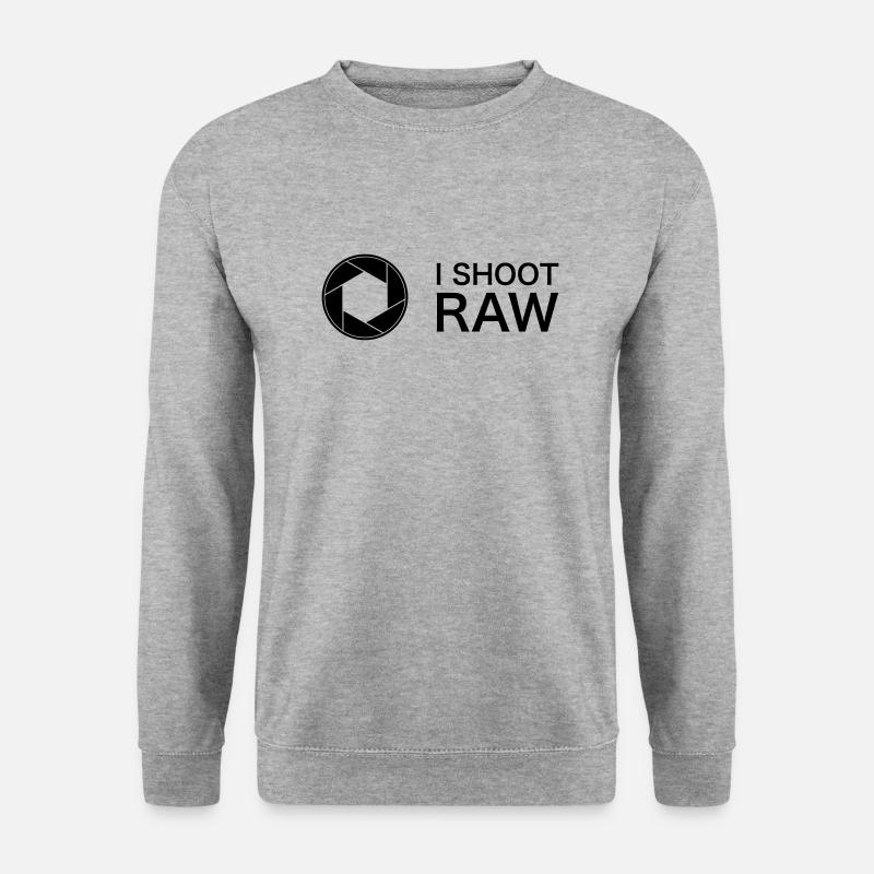 I shoot raw - Unisex Pullover - Weißgrau meliert