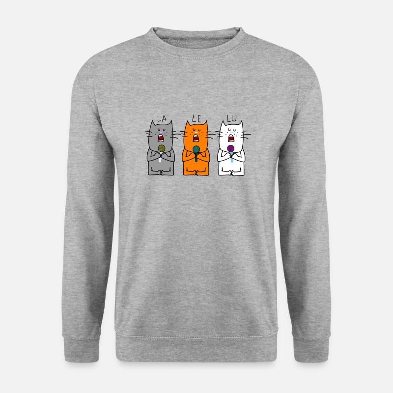 Singende Katzen - Unisex Pullover - Weißgrau meliert