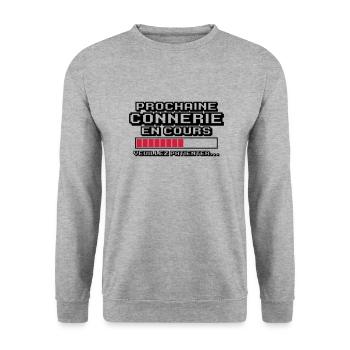 prochaine connerie en cours - Sweat-shirt Unisexe - gris chiné - Devant - Alina (178cm) & Michal (187cm)