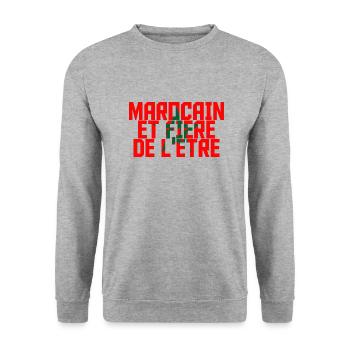 Marocain et fière de l'être - Sweat-shirt Unisexe - gris chiné - Devant - Alina (178cm) & Michal (187cm)