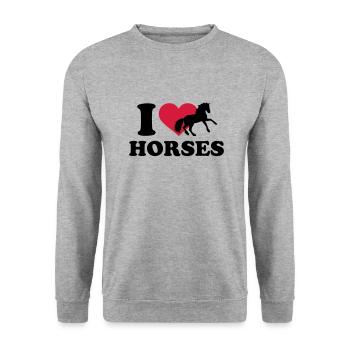 I love horses - Unisex Sweatshirt - salt & pepper - Front - Alina (178cm) & Michal (187cm)