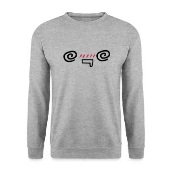 kawaii_face_5 - Unisex Pullover - Weißgrau meliert - Vorne - Alina (178cm) & Michal (187cm)