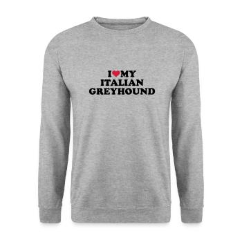 Italian Greyhound - Unisex Pullover - Weißgrau meliert - Vorne - Alina (178cm) & Michal (187cm)