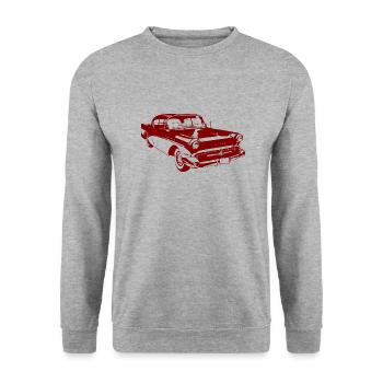 Vintage trader - old car - red - Unisex Sweatshirt - salt & pepper - Front - Alina (178cm) & Michal (187cm)