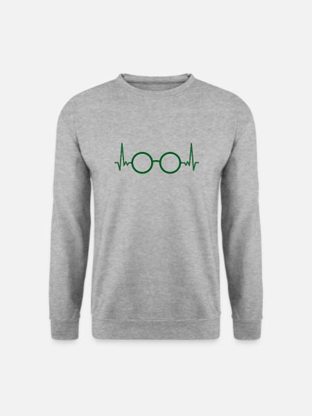 EKG Brille Optiker Geschenk Augenoptiker - Unisex Pullover - Weißgrau meliert