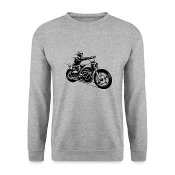 Man Motorcycle Bike Gift Lifestyle Hobby - Unisex Sweatshirt - salt & pepper - Front - Alina (178cm) & Michal (187cm)