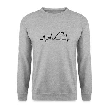 Puls Bauherrin Geschenk Hausbau Baustelle - Unisex Pullover - Weißgrau meliert - Vorne - Alina (178cm) & Michal (187cm)