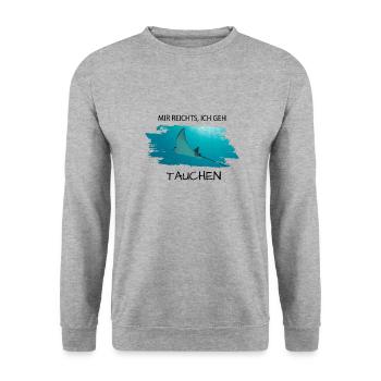 Mir reichts... ich geh tauchen! T-Shirt mit Rochen - Unisex Pullover - Weißgrau meliert - Vorne - Alina (178cm) & Michal (187cm)