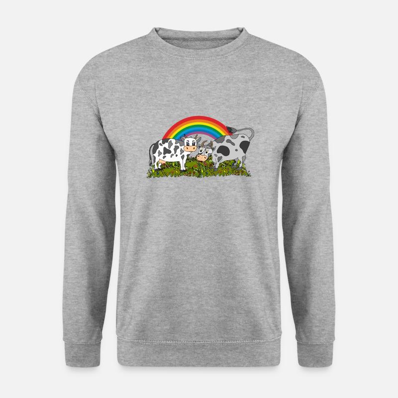 Kuh und Bulle - Unisex Pullover - Weißgrau meliert