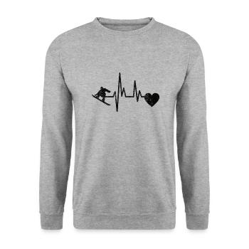 Snowboard Wintersport Spruch Snowboardfahrer - Unisex Pullover - Weißgrau meliert - Vorne - Alina (178cm) & Michal (187cm)