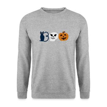 Enfants mignons Halloween Boo, Chat, Fantôme, Citrouille - Sweat-shirt Unisexe - gris chiné - Devant - Alina (178cm) & Michal (187cm)