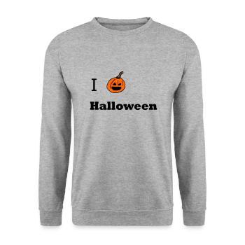 I love Halloween - Unisex Pullover - Weißgrau meliert - Vorne - Alina (178cm) & Michal (187cm)