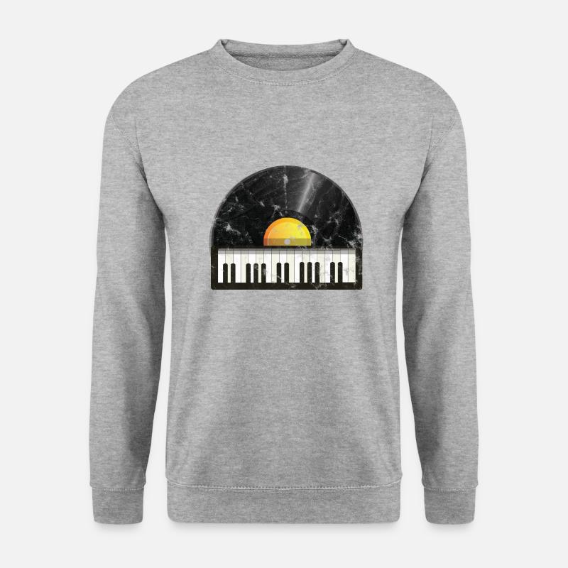 Musik Vinyl Keyboard - Unisex Pullover - Weißgrau meliert