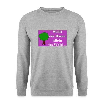 Steht ein Baum allein im Wald - Unisex Pullover - Weißgrau meliert - Vorne - Alina (178cm) & Michal (187cm)