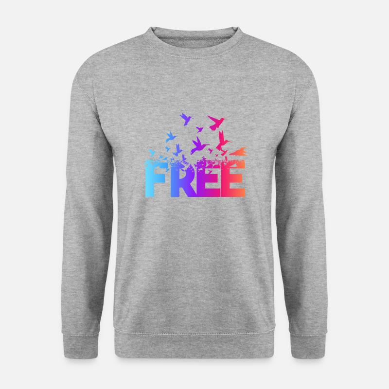 Birds free - Unisex Pullover - Weißgrau meliert