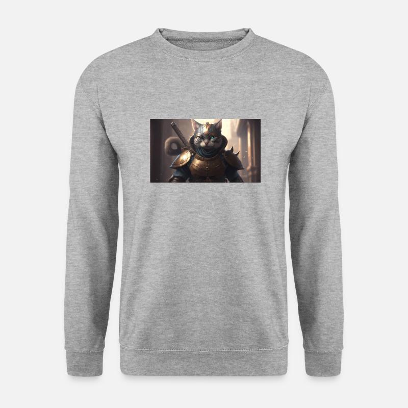 The Cat Knight - Unisex Pullover - Weißgrau meliert