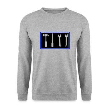 werkzeug - Unisex Pullover - Weißgrau meliert - Vorne - Alina (178cm) & Michal (187cm)
