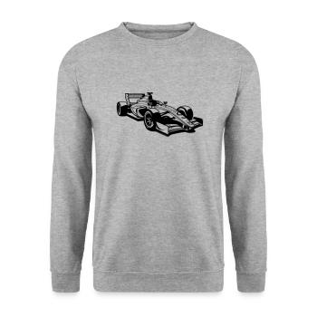 Rennwagen - Unisex Pullover - Weißgrau meliert - Vorne - Alina (178cm) & Michal (187cm)