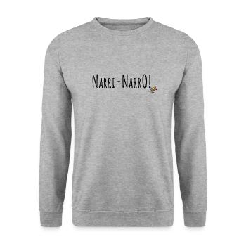 Narrenspruch NarriNarro der Fasnet - Unisex Pullover - Weißgrau meliert - Vorne - Alina (178cm) & Michal (187cm)