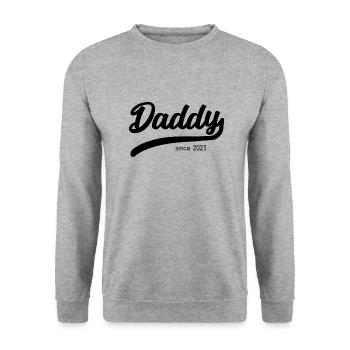 Papa depuis 2023 - T-shirt papa stylé - Sweat-shirt Unisexe - gris chiné - Devant - Alina (178cm) & Michal (187cm)