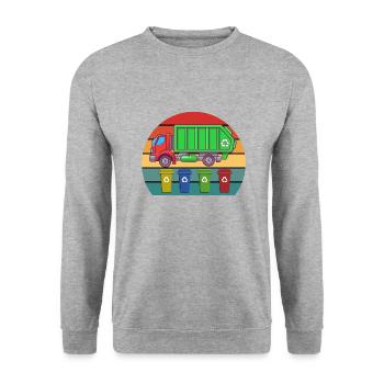 Müllwagen Liebe Müllabfuhr Kind Junge I Geschenk - Unisex Pullover - Weißgrau meliert - Vorne - Alina (178cm) & Michal (187cm)