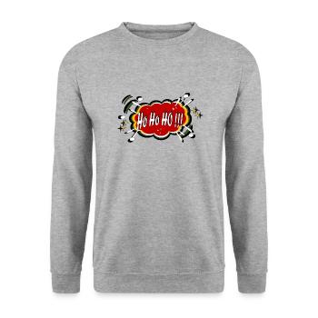 Ho Ho Ho Weihnachten - Unisex Pullover - Weißgrau meliert - Vorne - Alina (178cm) & Michal (187cm)