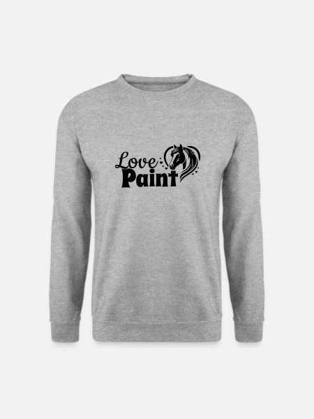 Paint Love Herz Pferdekopf - Unisex Pullover - Weißgrau meliert