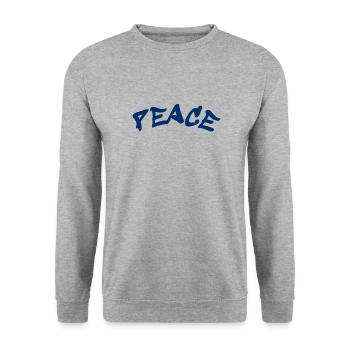 Slogan Paix et Amour - Frieden - Sweat-shirt Unisexe - gris chiné - Devant - Alina (178cm) & Michal (187cm)