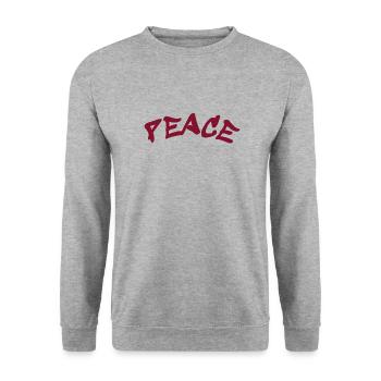 Slogan Paix et Amour - Frieden - Sweat-shirt Unisexe - gris chiné - Devant - Alina (178cm) & Michal (187cm)