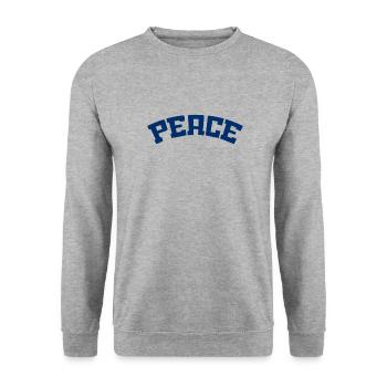 Slogan Paix et Amour - Frieden - Sweat-shirt Unisexe - gris chiné - Devant - Alina (178cm) & Michal (187cm)