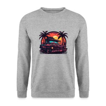 Strand / Insel / Urlaub / Sommer / Sonne / Meer - Unisex Pullover - Weißgrau meliert - Vorne - Alina (178cm) & Michal (187cm)