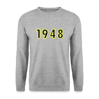1948 Jahr Geburtstag - Unisex Pullover - Weißgrau meliert - Vorne - Alina (178cm) & Michal (187cm)