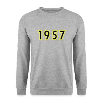 1957 Année Anniversaire - Sweat-shirt Unisexe - gris chiné - Devant - Alina (178cm) & Michal (187cm)