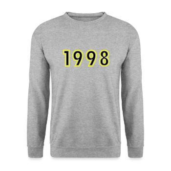 1998 Year Birthday - Unisex Sweatshirt - salt & pepper - Front - Alina (178cm) & Michal (187cm)