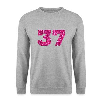 Number 37 Pink Glitter - 37th Anniversary - Unisex Sweatshirt - salt & pepper - Front - Alina (178cm) & Michal (187cm)