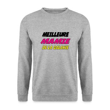 BESTE OMA DER GALAXIE - Unisex Pullover - Weißgrau meliert - Vorne - Alina (178cm) & Michal (187cm)