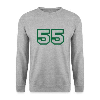Nummer 55 green sport - Unisex Pullover - Weißgrau meliert - Vorne - Alina (178cm) & Michal (187cm)