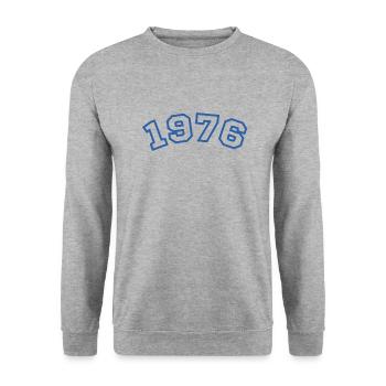 1976 Sport Blau - Unisex Pullover - Weißgrau meliert - Vorne - Alina (178cm) & Michal (187cm)