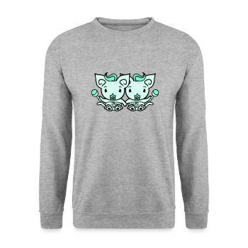 2 pacifiers cats Two baby siblings twins - Unisex Sweatshirt - salt & pepper - Front - Alina (178cm) & Michal (187cm)