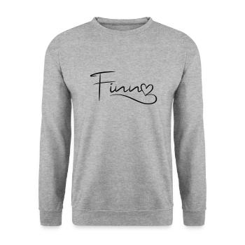 Finn Nom Prénom Coeur Décor - Sweat-shirt Unisexe - gris chiné - Devant - Alina (178cm) & Michal (187cm)
