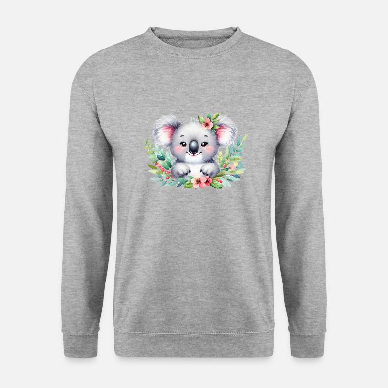 Koala Aquarell Illustration - Unisex Pullover - Weißgrau meliert