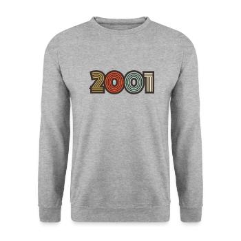 2001 Retro Jahrgang - Unisex Pullover - Weißgrau meliert - Vorne - Alina (178cm) & Michal (187cm)