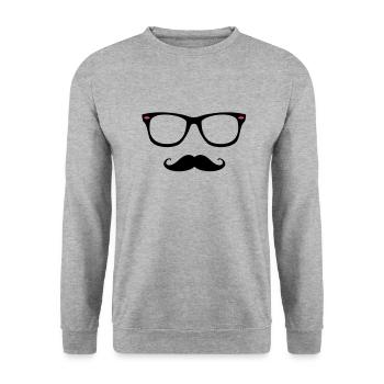 I love moustache hype - Sweat-shirt Unisexe - gris chiné - Devant - Alina (178cm) & Michal (187cm)