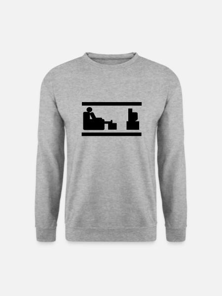 tv schauen fernsehen fernseher - Unisex Pullover - Weißgrau meliert