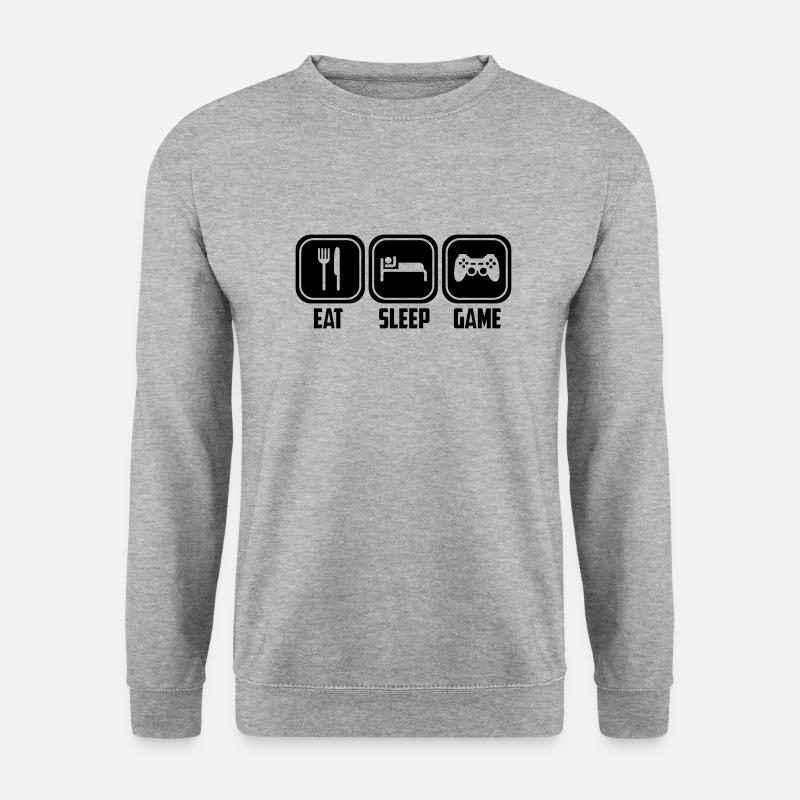 eat sleep game - Unisex Pullover - Weißgrau meliert